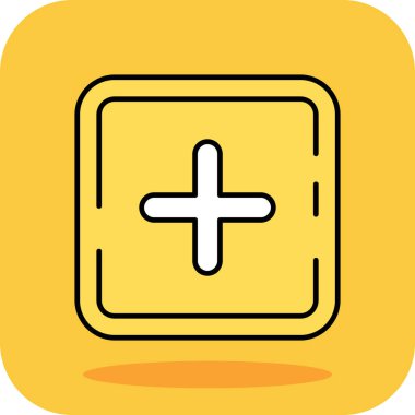 Sarı arkaplanda izole edilmiş taslak simgesi. Kare kare düğmesi. vektör.