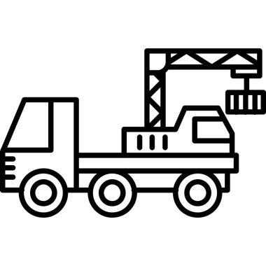 İnşaat kamyonu ikonu. Web için vektör sembolünün özet çizimi