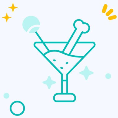 Beyaz arka planda izole edilmiş çizgi martini cam ikonu. Kokteyl bardağı Şarap kadehi ikonu. Renkli taslak konsepti. vektör