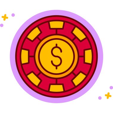 Kumarhane yonga simgesi renk ana hatları vektörü