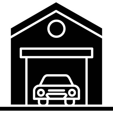 araba garajı simgesi, vektör illüstrasyonu