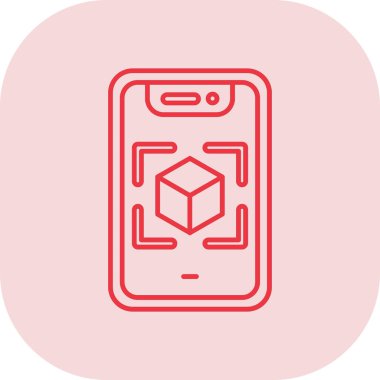 Beyaz arkaplanda akıllı telefon simgesine sahip kırmızı cep telefonu. vektör illüstrasyonu