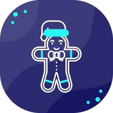 Beyaz arka planda izole edilmiş kurabiye ikonu olan zencefilli kurabiye adam. Geleneksel Noel şekli. Geleneksel mutlu adam. Rastgele dinamik şekiller. vektör illüstrasyonu