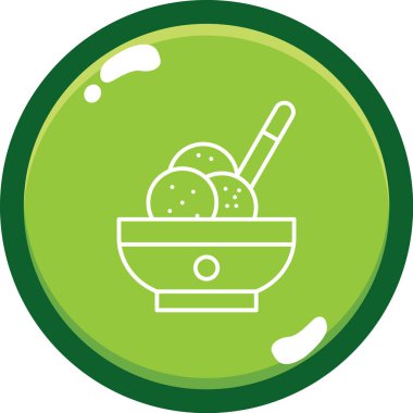 Bir kase çorba, yemek ikonu vektör illüstrasyonu