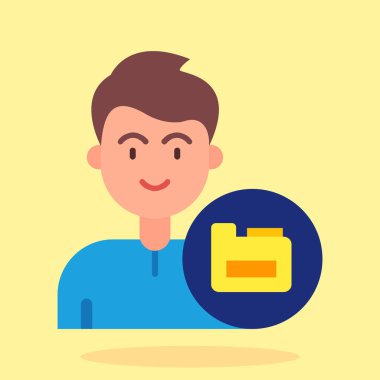 Elinde kağıt torba vektör illüstrasyonu tutan adam