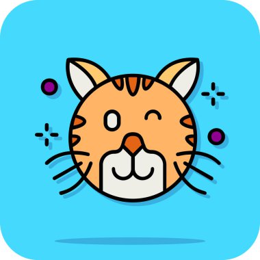 Kawaii şirin, mutlu kedi yüzlü vektör çizimi