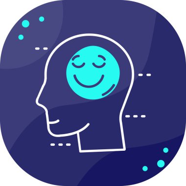 Gülümseyen yüzün vektör çizimi ve gülen yüzlü mavi bir yüz.