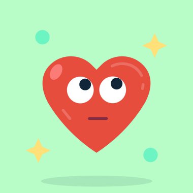 Çizgi film tarzında kırmızı kalp. vektör illüstrasyonu.