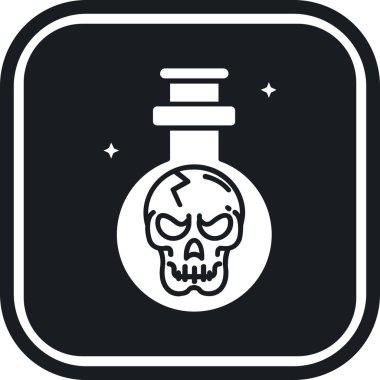 Bir şişe iksirle kafatasının vektör çizimi