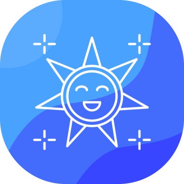 Mutlu güneş web simgesi, basit vektör illüstrasyonu