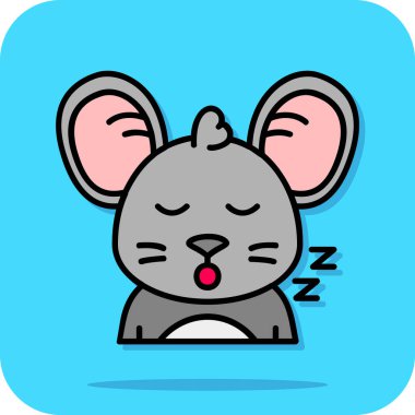 şirin çizgi film uyuyan fare vektör çizimi.