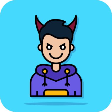 şeytan çocuk çizgi film vektör illüstrasyon grafik tasarımı