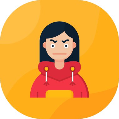 Düz stil kızgın kadın simgesi