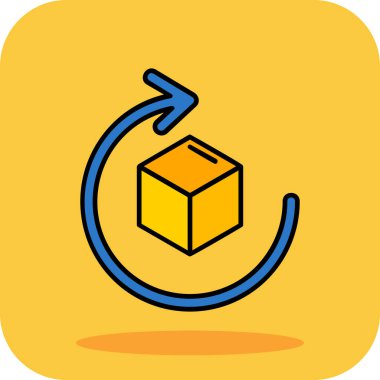 Sarı arkaplanda izole edilmiş karton kutu simgesi. Kutu, paket, paket işareti. Teslimat ve ambalaj. vektör.