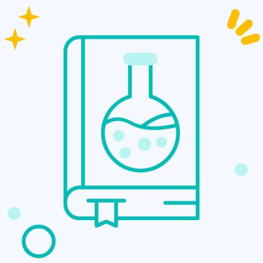 Renk arkaplanında test tüpü simgesi olan renk çizgisi laboratuvar cam matarası. Matara testi. Kimya işareti. vektör illüstrasyonu