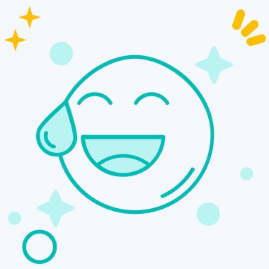 çizgi gülen yüz simgesi beyaz arkaplanda izole. Mutlu yüz ifadeleri. Renkli taslak konsepti. vektör