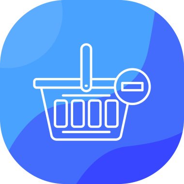 Yumuşak mavi arkaplanda izole edilmiş modaya uygun tasarım tarzında sepet alışveriş simgesi