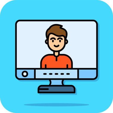 Ana hatları doldurulmuş bilgisayar adam simgesi