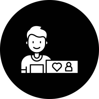 Dizüstü bilgisayarı olan bir adamın vektör çizimi