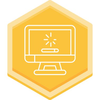 Dizüstü bilgisayarı ve sarı kurdelesi olan bir bilgisayarın vektör çizimi