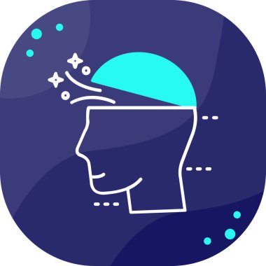 Beyaz arka planda izole edilmiş yıldırım simgesi olan çizgi insan kafası. Renkli taslak konsepti. vektör.