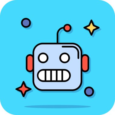 Çizgi film tarzında robot karakterin vektör çizimi.