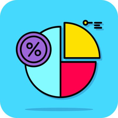 Pasta grafiği vektör simgesi, basit tasarım illüstrasyonu