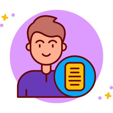 Kitap ikonu vektör illüstrasyonuna sahip adam