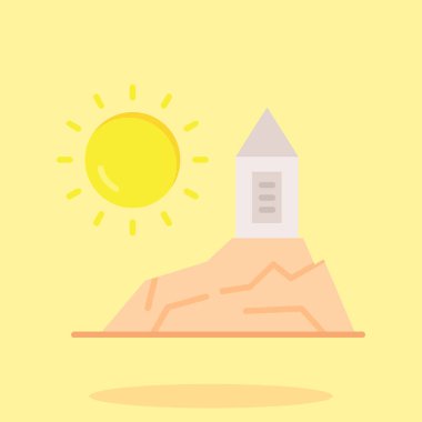 Güneşli bir plajın vektör simgesi