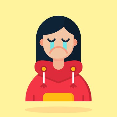 Üzgün kadın yağmurda ağlıyor. vektör illüstrasyonu