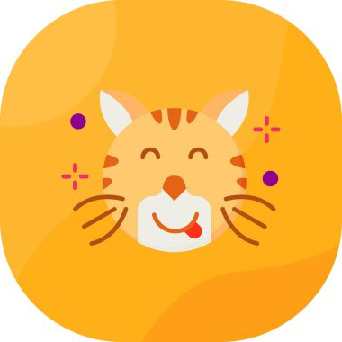 Kedi yüzünün şirin düz renk çizimi