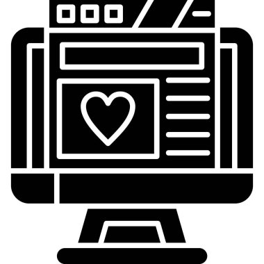 İnternet pazarlama çevrimiçi simgesi ana hatları biçiminde