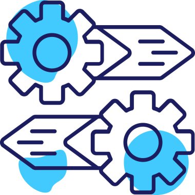 dişliler ve oklar simgesi, vektör illüstrasyonu