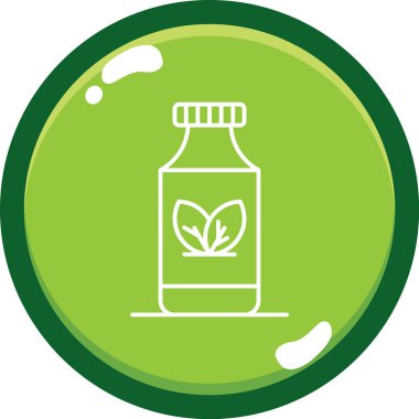 Yapraklı yağ şişesi ve daire çizim tasarımı