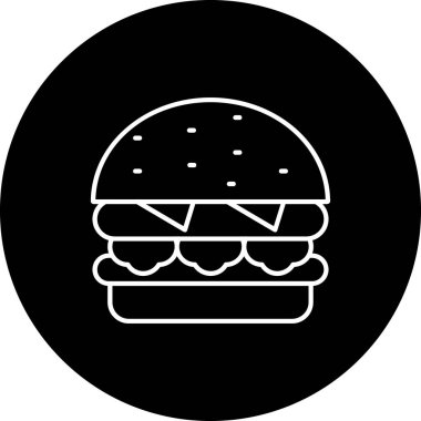  Hamburger simgesi vektör illüstrasyonu 