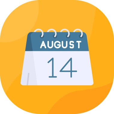 Ağustos 19 takvim ikonu tasarım illüstrasyonu, düz takvim tarih vektör simgesi