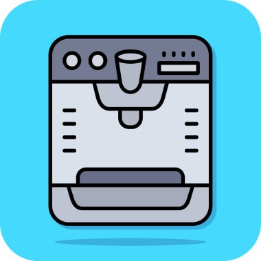 Kahve makinesi ikonu. Web için kahve makinesi vektör simgelerinin özet çizimi