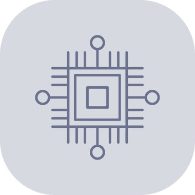 çip simgesi. ince daire tasarımı ve beyaz üzerinde izole mavi vektör.