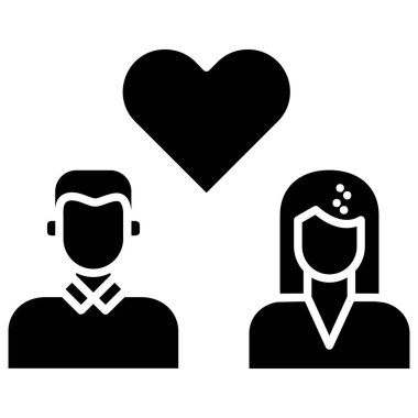 aşk çifti ikon vektör illüstrasyonu