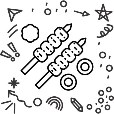 Bir roketin çizgi simgesinin vektör çizimi