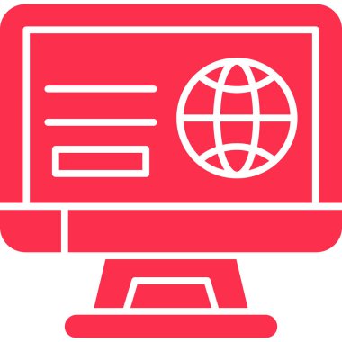 beyaz arkaplanda izole edilmiş düz ekran izleyici simgesi