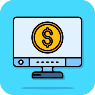 Dolar simgesine sahip bilgisayar, vektör tasarımı