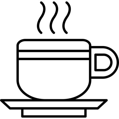 Sıcak fincan simgesi ana hatlı vektör. Çay fincanı. sıcak içecek