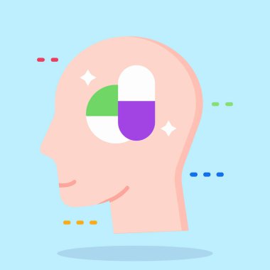 Kafası ve yapbozu olan insan beyni. vektör.