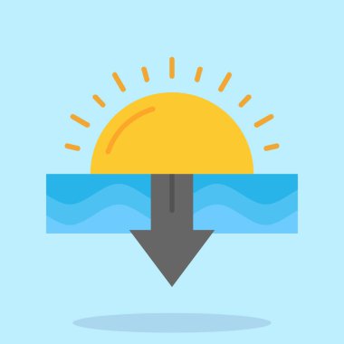 Güneş ikonlu güneş düz beyaz arkaplan vektör çizimi