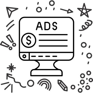 reklam reklam simgesi ile doldurulmuş - taslak biçimi