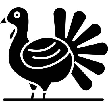 Hayvan hindisi Şükran Günü ikonu ana hatlarıyla