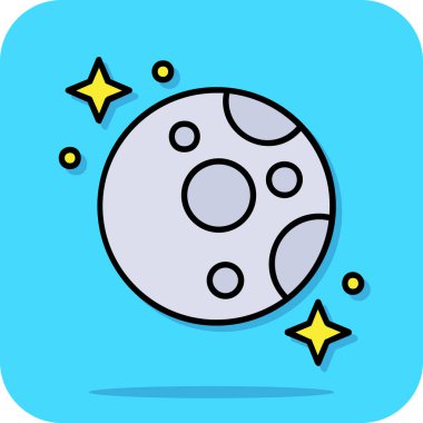 Ay, gezegen, uzay, astronomi, boşluk, boşluk, soyut düz vektör şablonu.