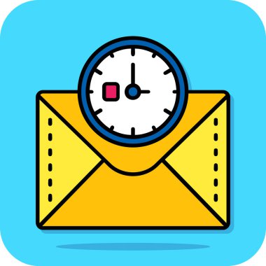 Saat simgesi, vektör illüstrasyon tasarımı içeren zarf e- posta