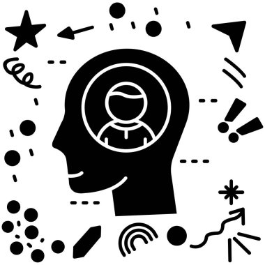 Beyin fırtınası düşünme simgesi, vektör illüstrasyonu